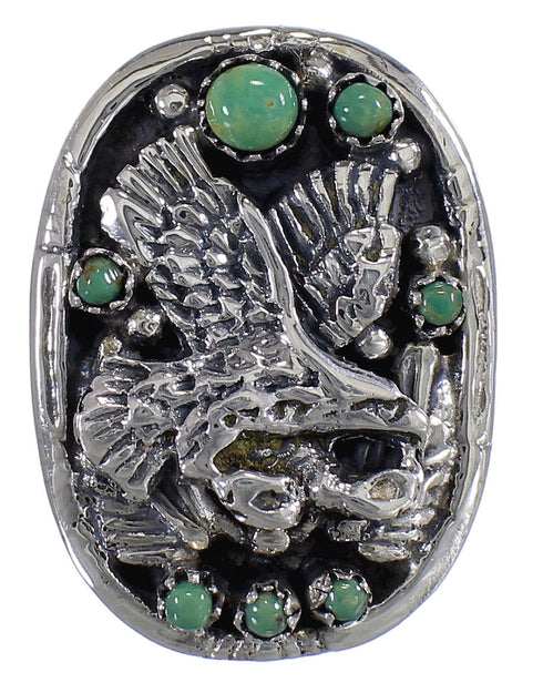 Genuine Sterling Silver Eagle Turquoise Ring Size 6-1/2 RX80581